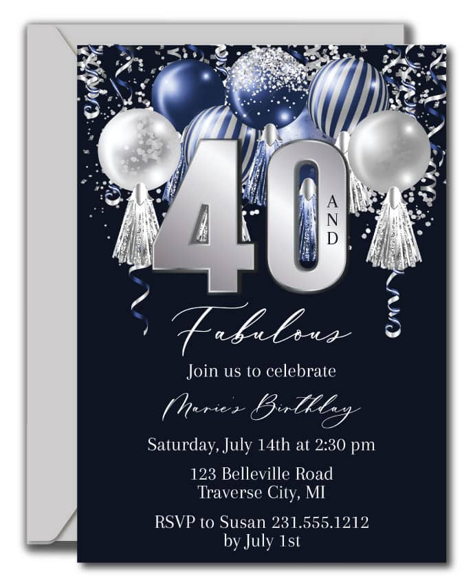 Balloons 40th Birthday Invitation Template - Announce It!